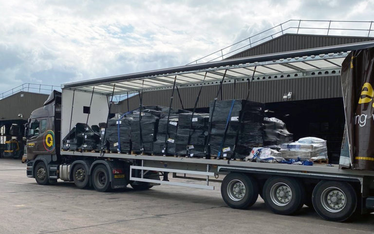 pallet lorry being loaded.